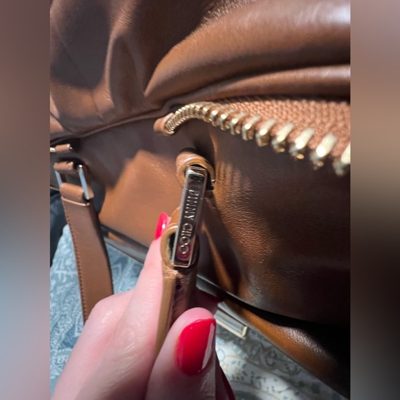 JIMMY CHOO Justine Handbag/Tote Brown/Tan Leather Shoulder Bag - Picture 13 of 16